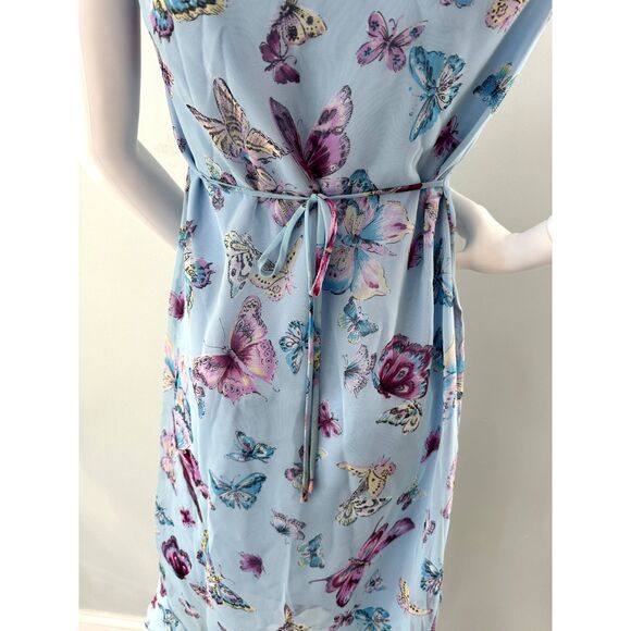 Vintage Y2K Amy Byer Blue Butterfly Print Chiffon Dress size Juniors Medium - Picture 6 of 7